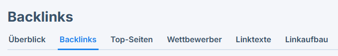 der Tab Backlinks im Backlinks Bereich