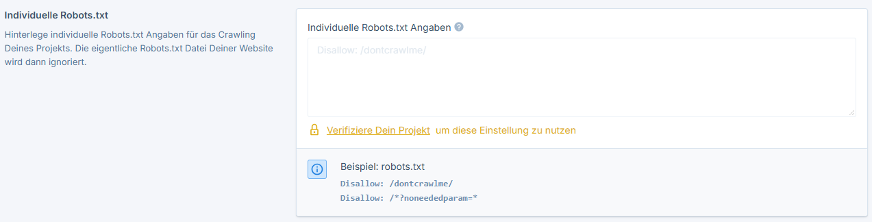 Lege individuelle robots.txt Angaben fest