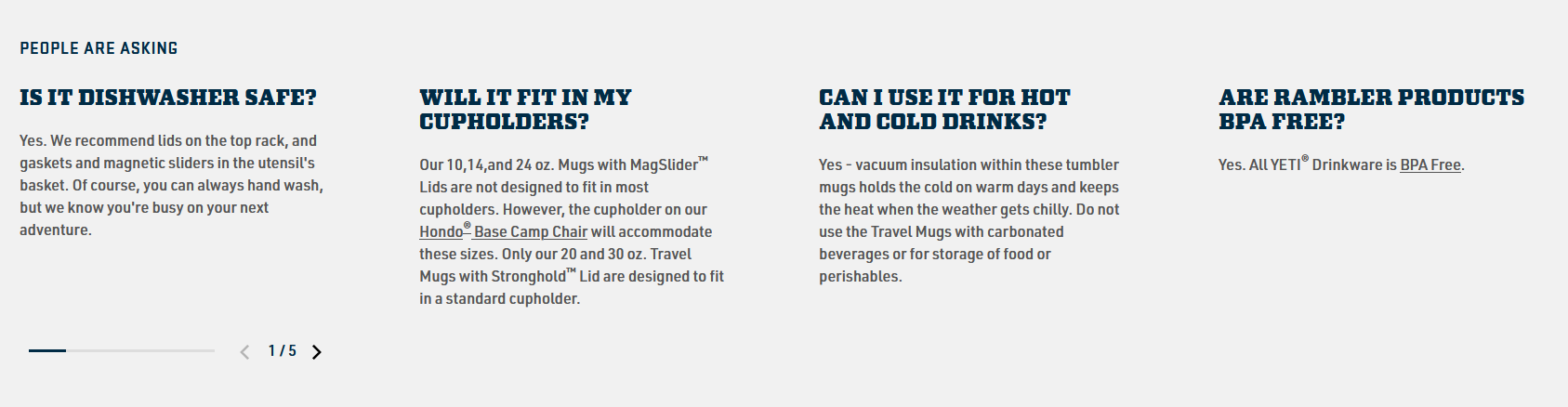 our travel mug page offers a great example