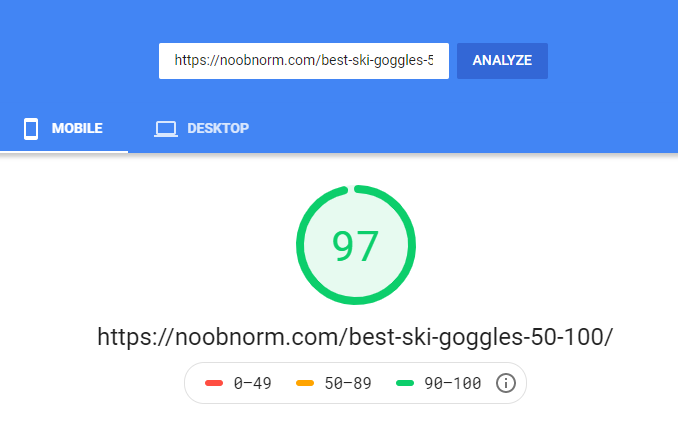 pagespeed insights - mobile