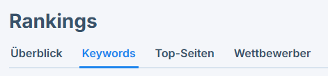 der Tab Keywords im Rankings Bereich
