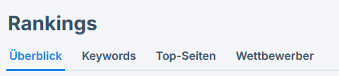 der Tab Überblick im Rankings Bereich