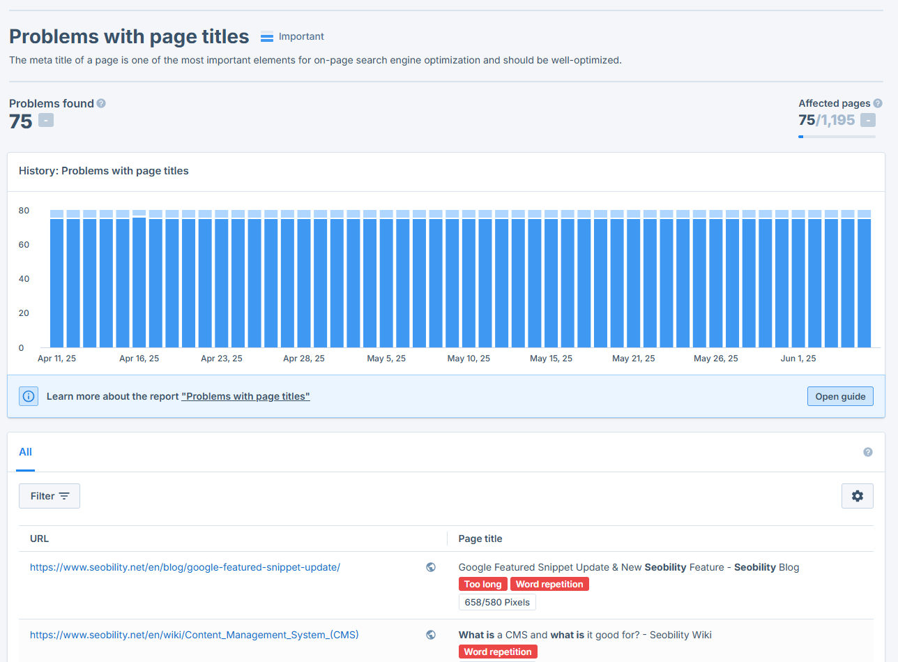 Report page