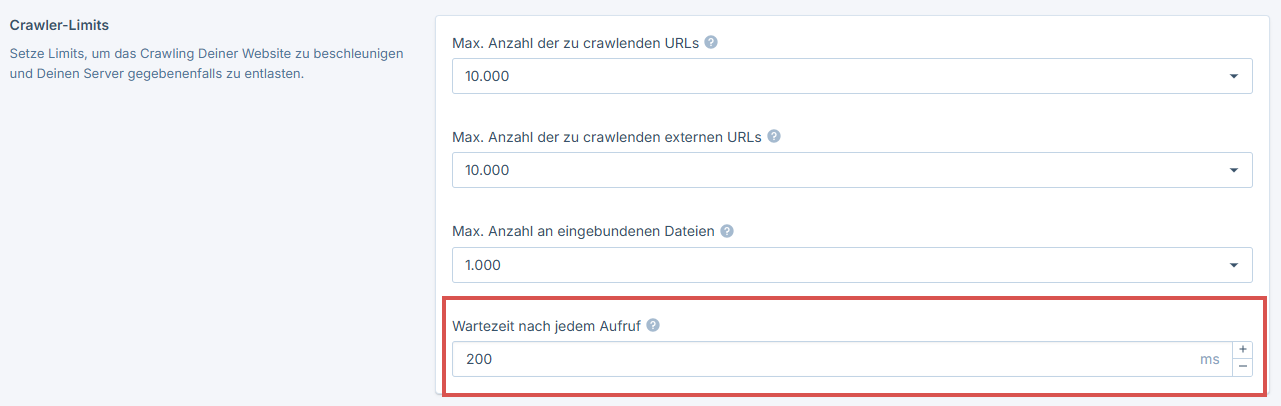 Wartezeit nach jedem Aufruf einstellen