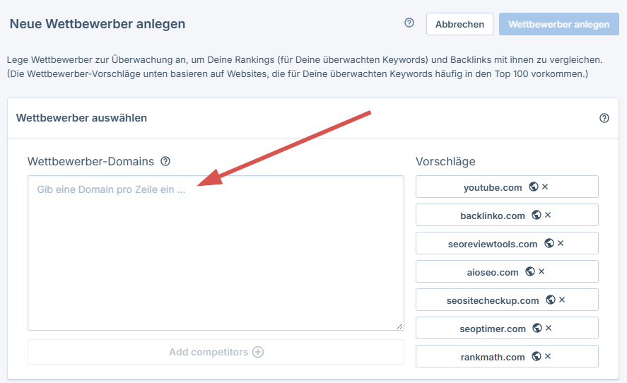 Lege Wettbewerber zur Überwachung an